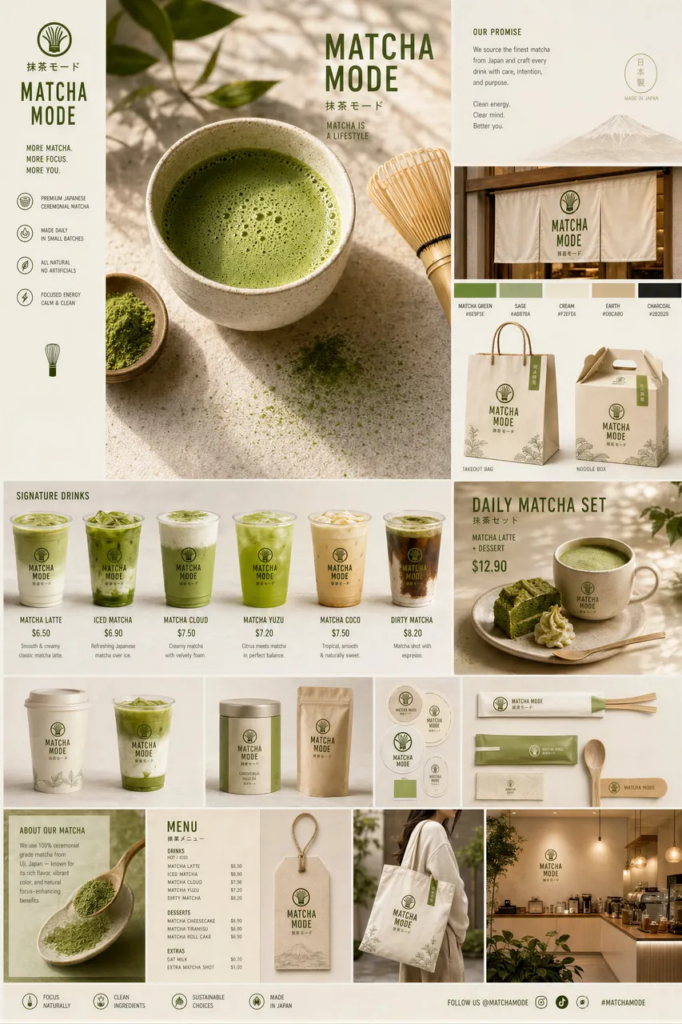 抹茶品牌触点系统视觉看板