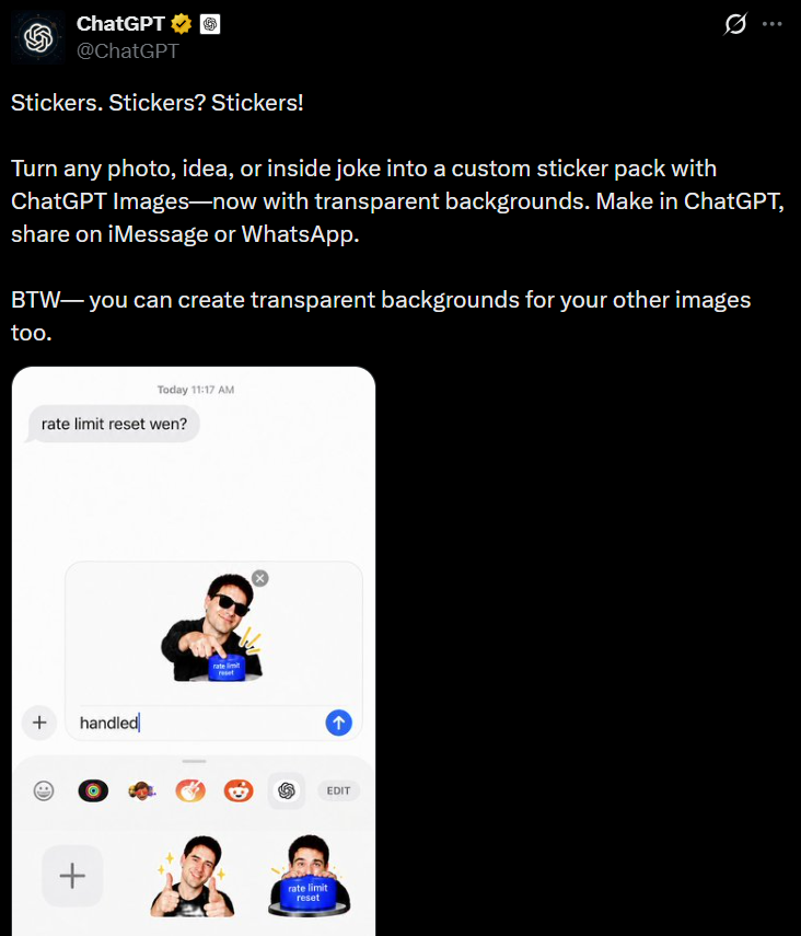 ChatGPT新功能:自定义贴纸,创作超简单,导出超方便