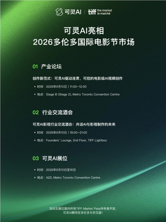 AI影视制作新突破!可灵AI亮相多伦多电影节,等你来体验